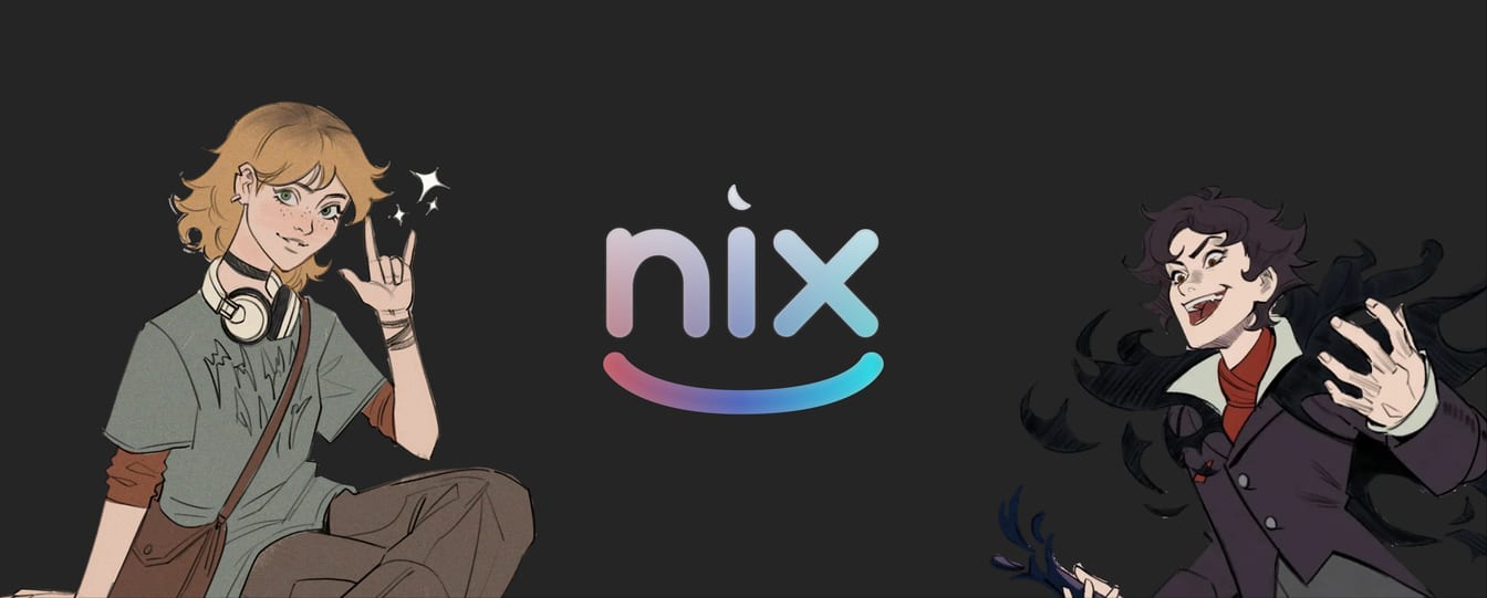 Nix Entertainment's banner illustration starring Aria and Umbriel.