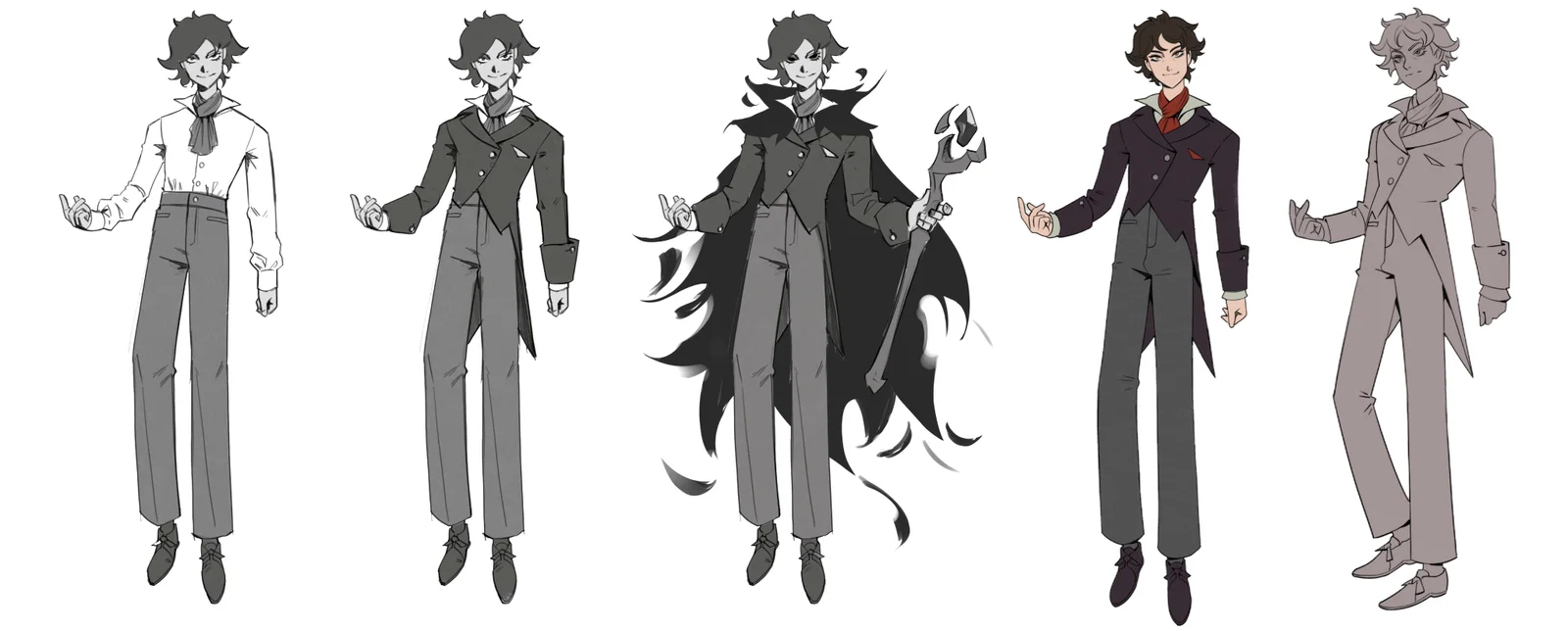 Left-to-right concept art traces Umbriel's evolution through the design process.